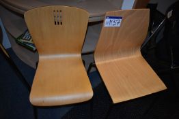 Two Wood Seat Steel Framed Stand Chairs (not match
