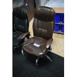 Leather Effect Swivel Armchair (brown) (note this