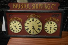 Bristol Shipping Co. Triple Clock (note this lot i