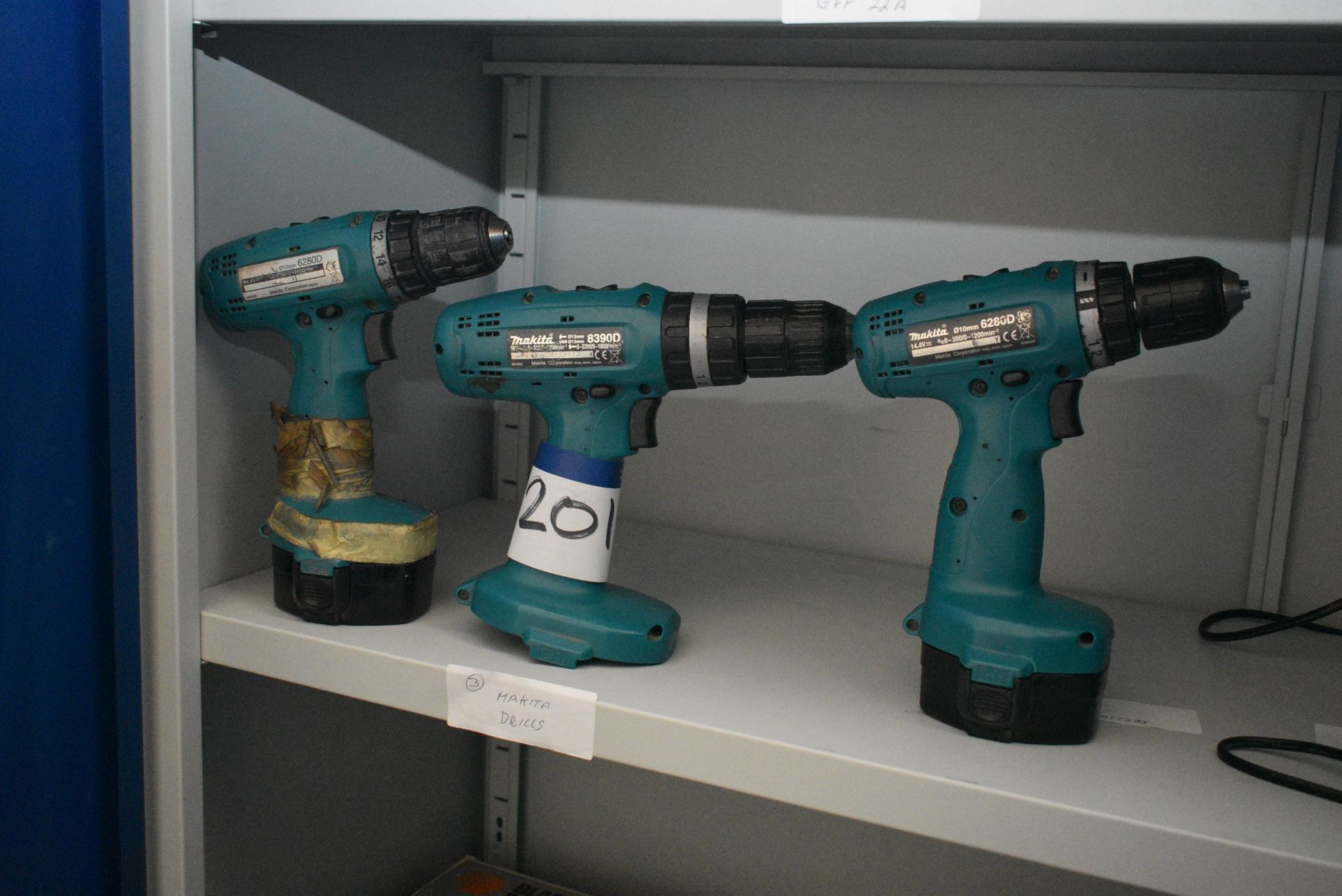 Three Makita Portable Electric Battery Drills (not