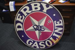 Derby Gasoline Sign, approx. 900mm dia., mounted o