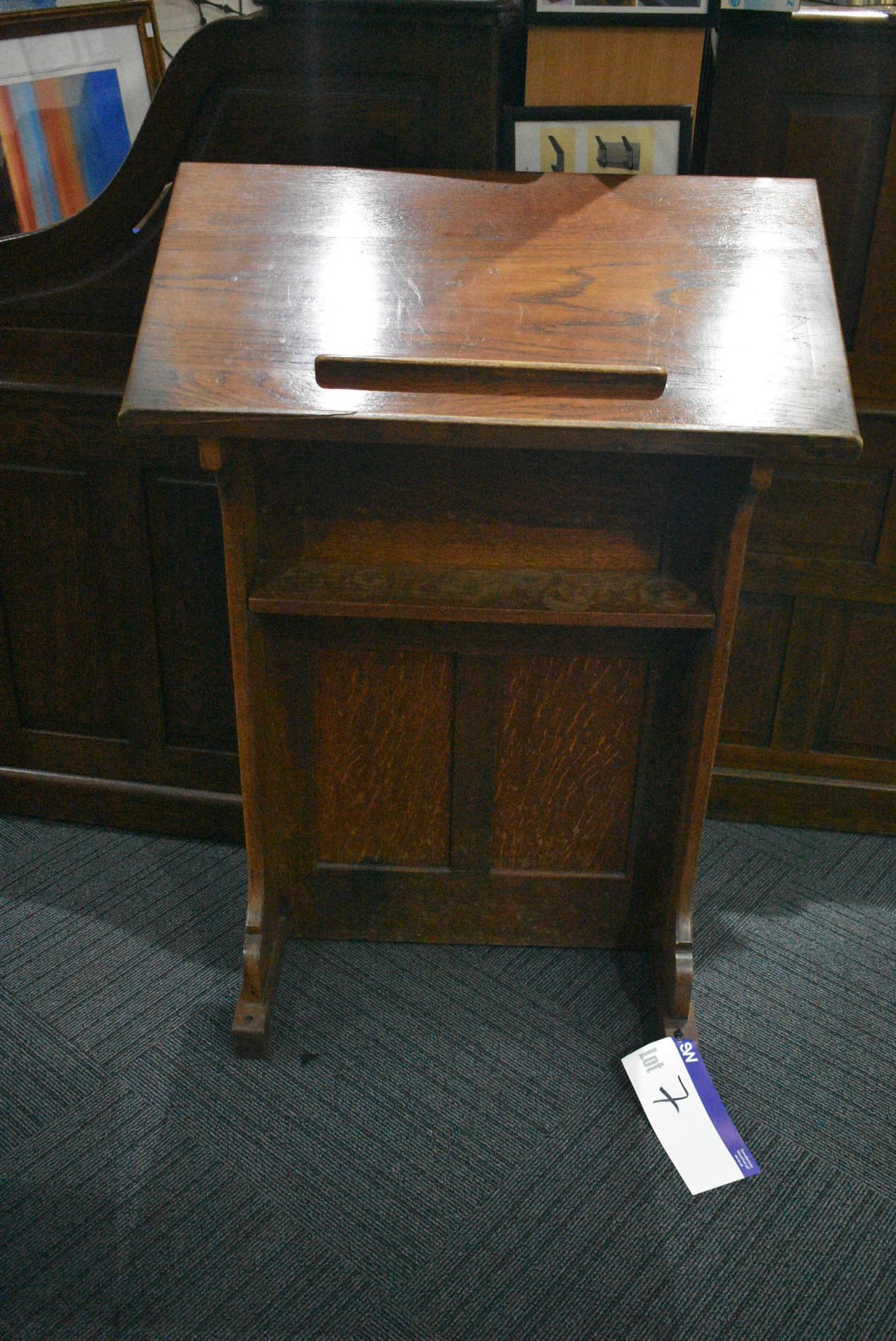 OAK LECTERN, approx. 760mm x 400mm x 1.1m high (no