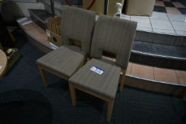 Two Wood Framed Fabric Upholstered Stand Chairs (n