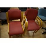 Four Wood Framed Vinyl Upholstered Chairs, compris