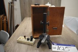 Russian Microscope, with timber case (note this lo