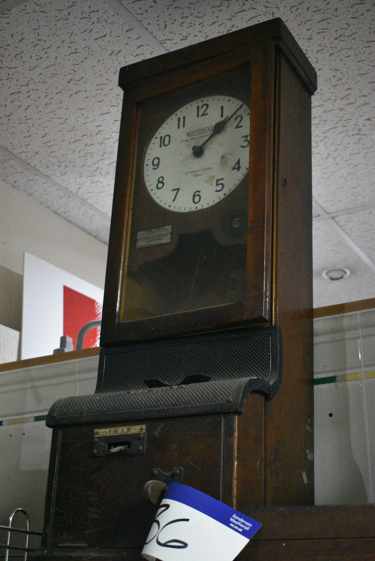 National WOOD CASED TIME CLOCK (note this lot is n - Image 2 of 2