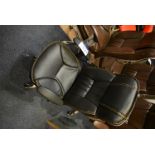 Black Leather Effect Upholstered Swivel Armchair (
