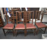 Four Oak Framed Leather Upholstered Stand Chairs (