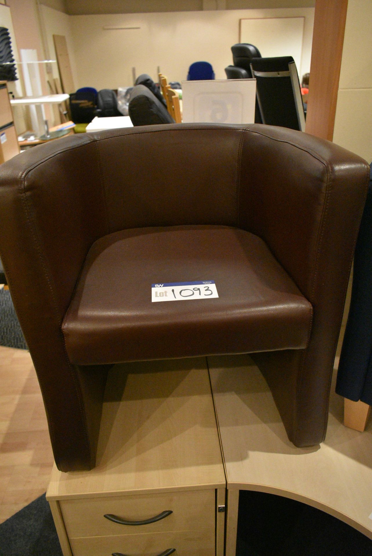 Leather Effect Upholstered Bucket Chair (note this