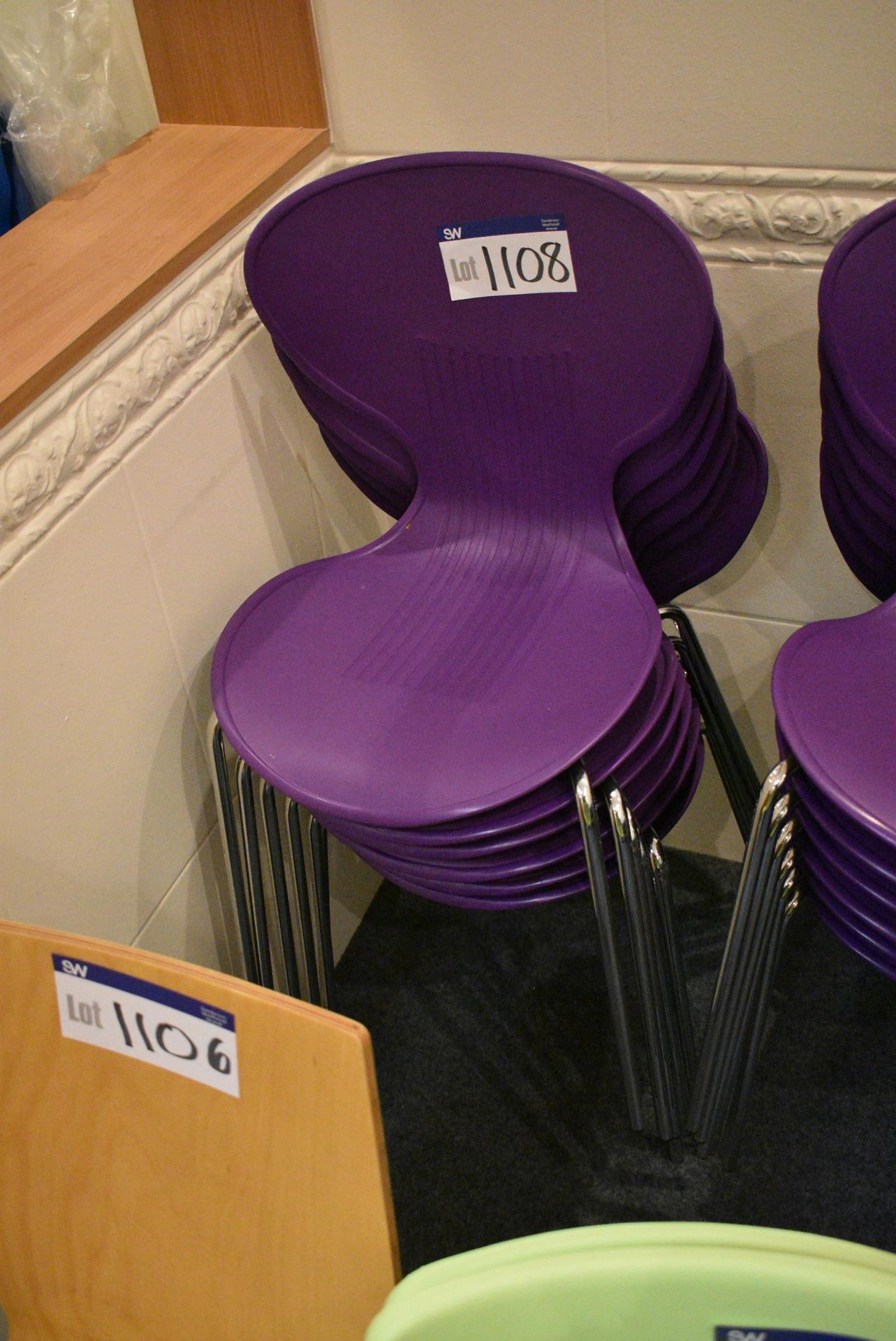 Five Plastic Moulded Stand Chairs (note this lot i