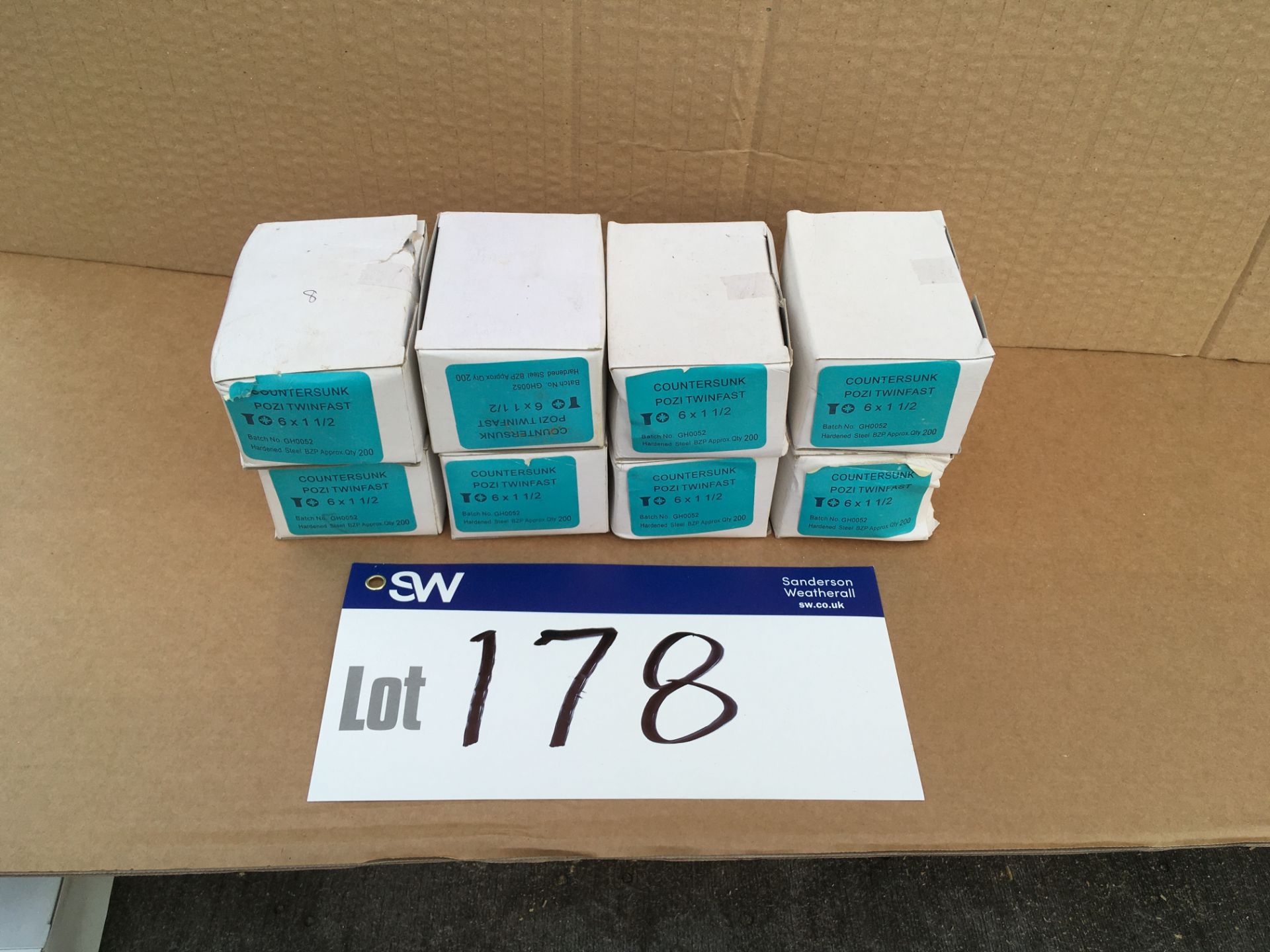 Eight Boxes x Pozi Twinfast Screws (1,600), 1 1/2in x 6 BZP (additional lot to auction catalogue)