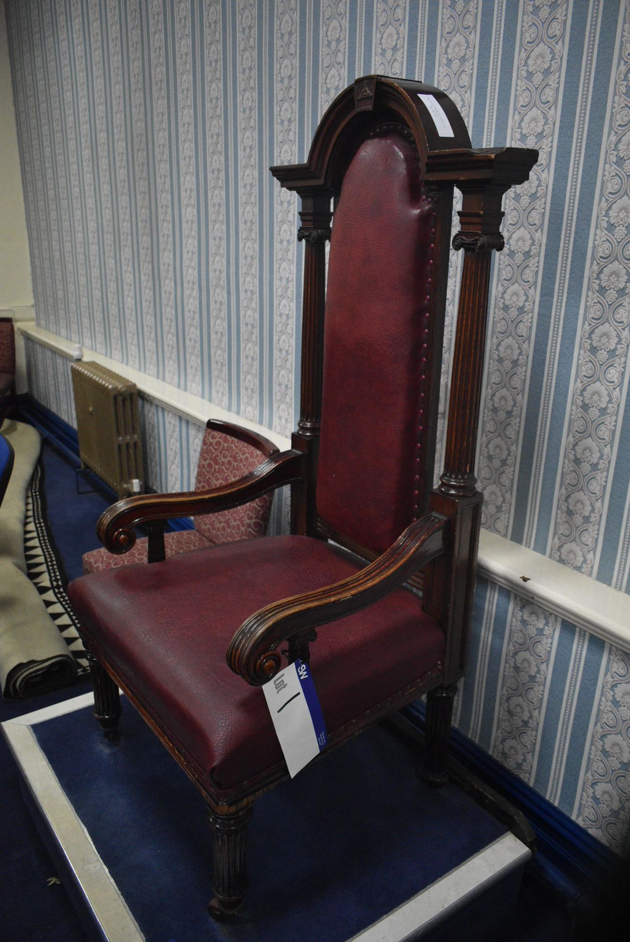 LEATHER UPHOLSTERED SENIOR WARDENS’ CHAIR (please note this lot is part of combination lot 10A)