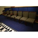 Six Fabric Upholstered Wood Framed Chairs, comprising three carver chairs and three stand chairs (