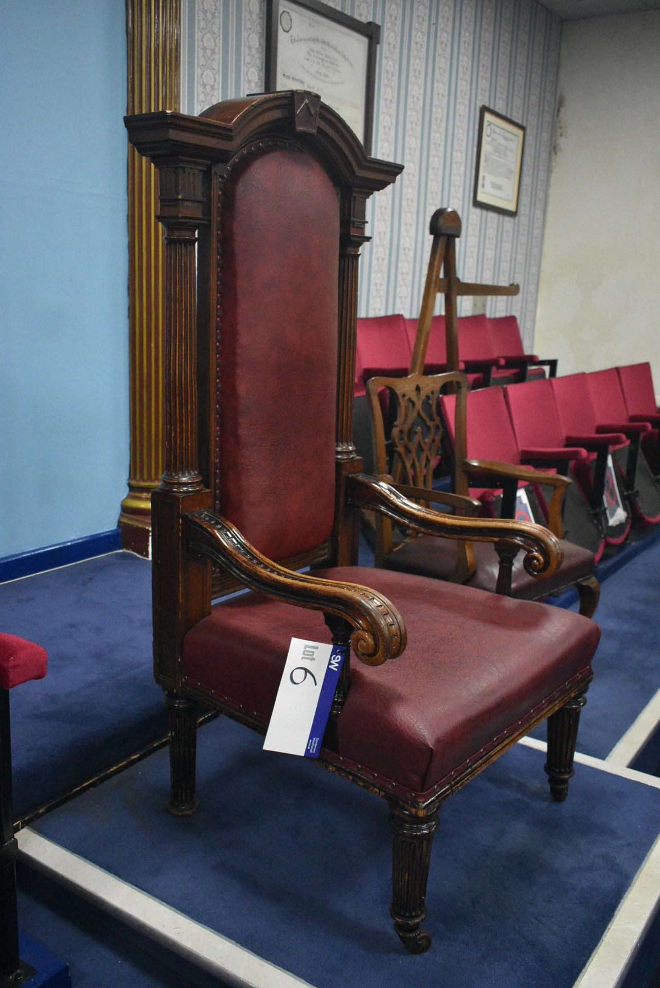 LEATHER UPHOLSTERED WORSHIPFUL MASTERS’ ARMCHAIR (please note this lot is part of combination lot - Image 2 of 3