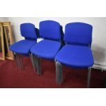 16 Steel Framed Blue Fabric Upholstered Stacking Stand ChairsPlease read the following important