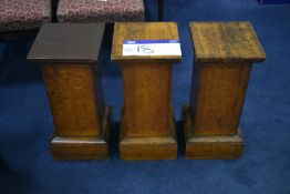 Three Oak Pedestals, each approx. 250mm x 250mm x 560mm highPlease read the following important