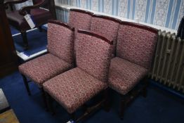 Five Fabric Upholstered Wood Framed Stand Chairs (note – no fire warning label to underside)Please