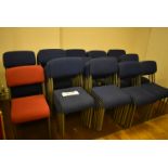 Approx. 49 Mainly Blue Fabric Upholstered Steel Framed Stacking Chairs (note – no fire safety labels