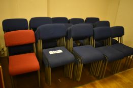 Approx. 49 Mainly Blue Fabric Upholstered Steel Framed Stacking Chairs (note – no fire safety labels