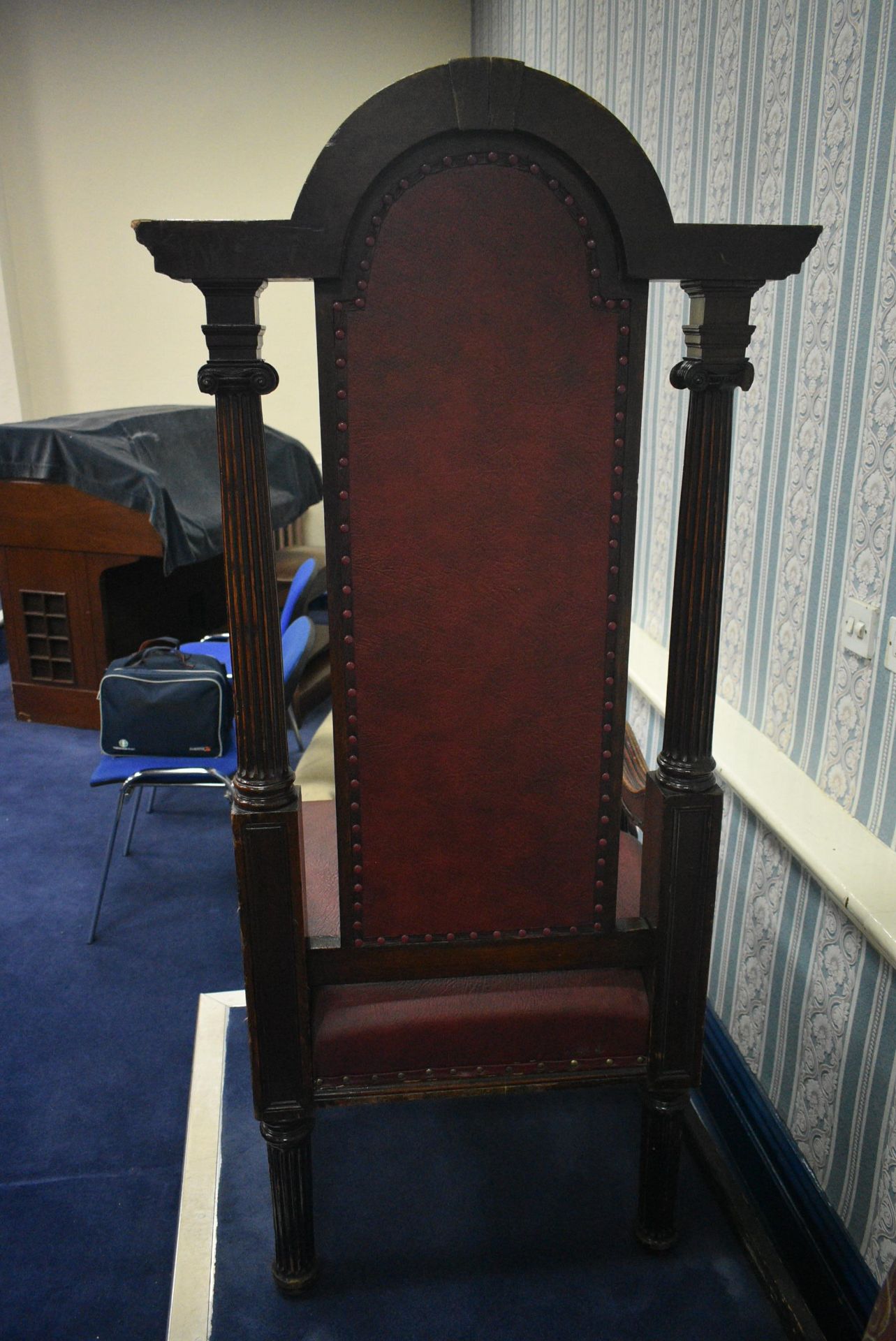 LEATHER UPHOLSTERED SENIOR WARDENS’ CHAIR (please note this lot is part of combination lot 10A) - Image 5 of 5