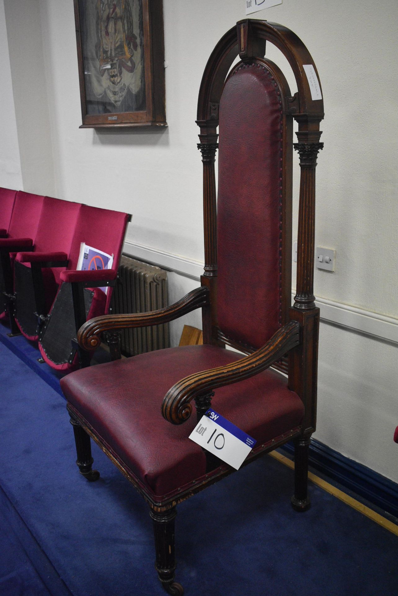 LEATHER JUNIOR WARDENS’ ARMCHAIR (please note this lot is part of combination lot 10A)Please read - Image 2 of 4