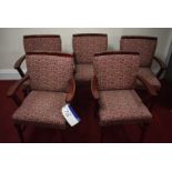 Five Wood Framed Fabric Upholstered Armchairs (note – no fire safety label underneath)Please read