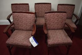 Five Wood Framed Fabric Upholstered Armchairs (note – no fire safety label underneath)Please read