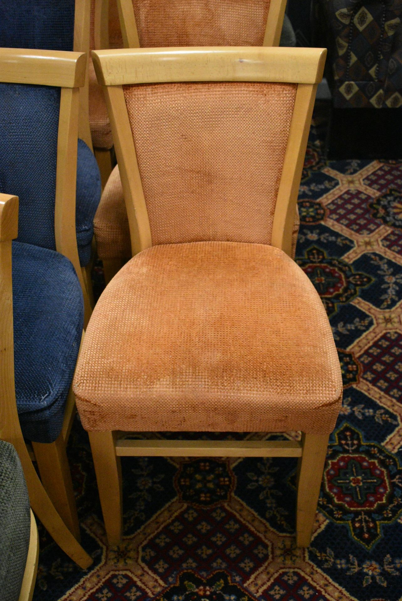 Approx. 22 Fabric Upholstered Wood Framed Stand Chairs (note – no fire labels underneath)Please read - Image 3 of 5