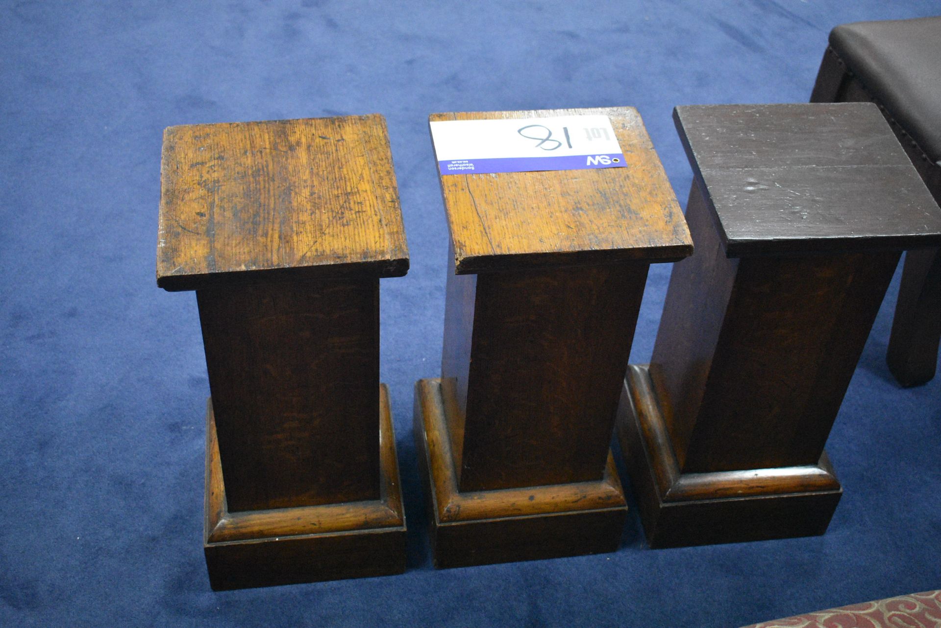 Three Oak Pedestals, each approx. 250mm x 250mm x 560mm highPlease read the following important - Image 2 of 2