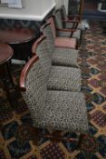 Seven Wood Framed Fabric Upholstered Chairs, comprising two carver chairs and five stand chairs (