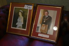 Two Framed Pictures – HM The Queen & R. W. Bro. Keith Partington Schofield Please read the following