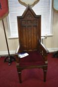 WORSHIPFUL MASTERS’ ARMCHAIR (please note this lot is part of combination lot 75A)Please read the