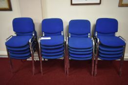 20 Steel Framed Blue Fabric Upholstered Stacking Stand ChairsPlease read the following important