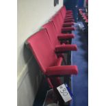 Bank of 11 Red Fabric Upholstered Fold-up Seats, 5.64m wide overallPlease read the following