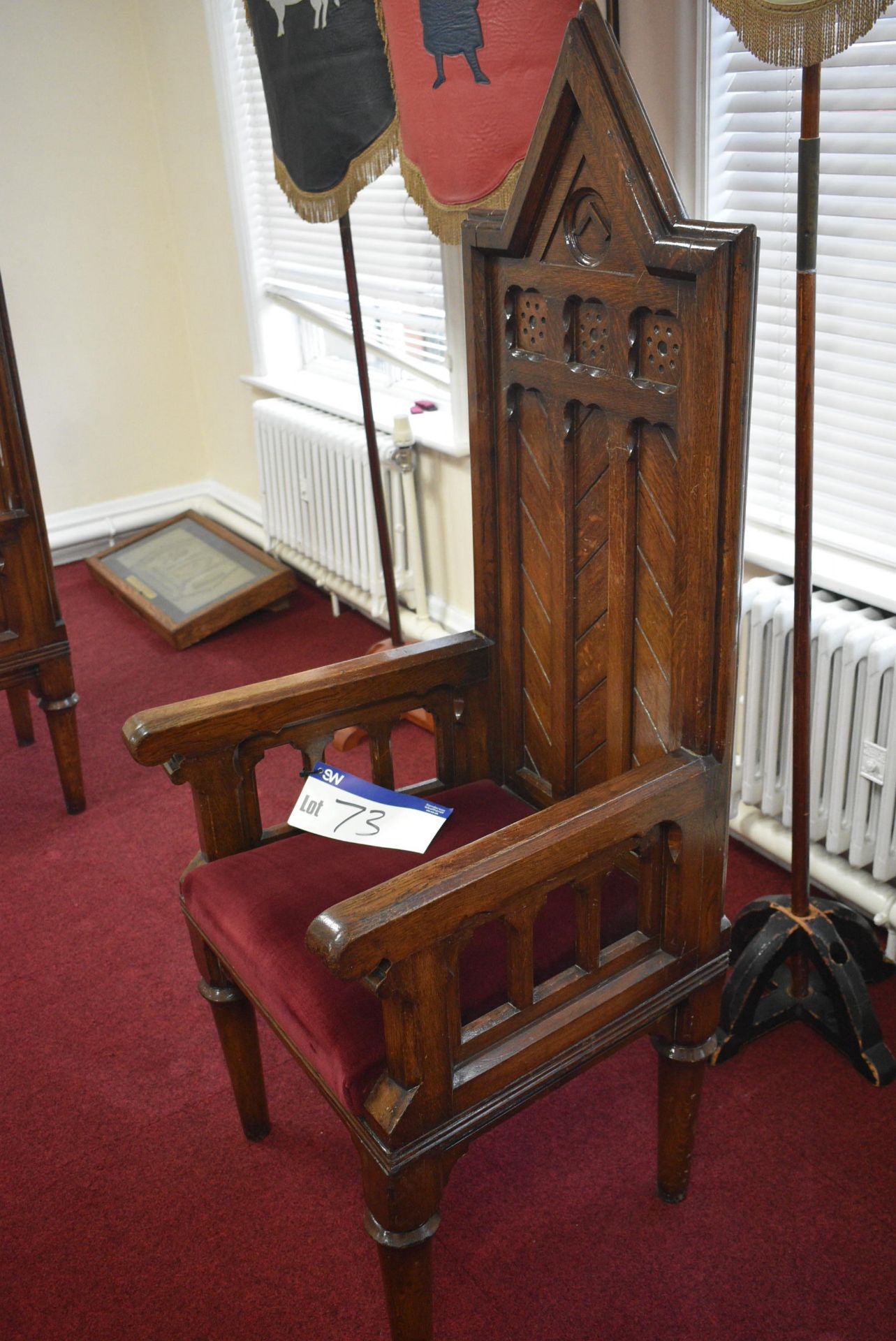 WORSHIPFUL MASTERS’ ARMCHAIR (please note this lot is part of combination lot 75A)Please read the - Image 2 of 4