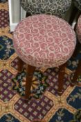Four Wood Framed Fabric Upholstered Stools (note – no fire safety labels to underneath)Please read