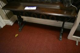 Timber Top Table, with cast iron frame, 1.4m x 400mmPlease read the following important notes:- ***