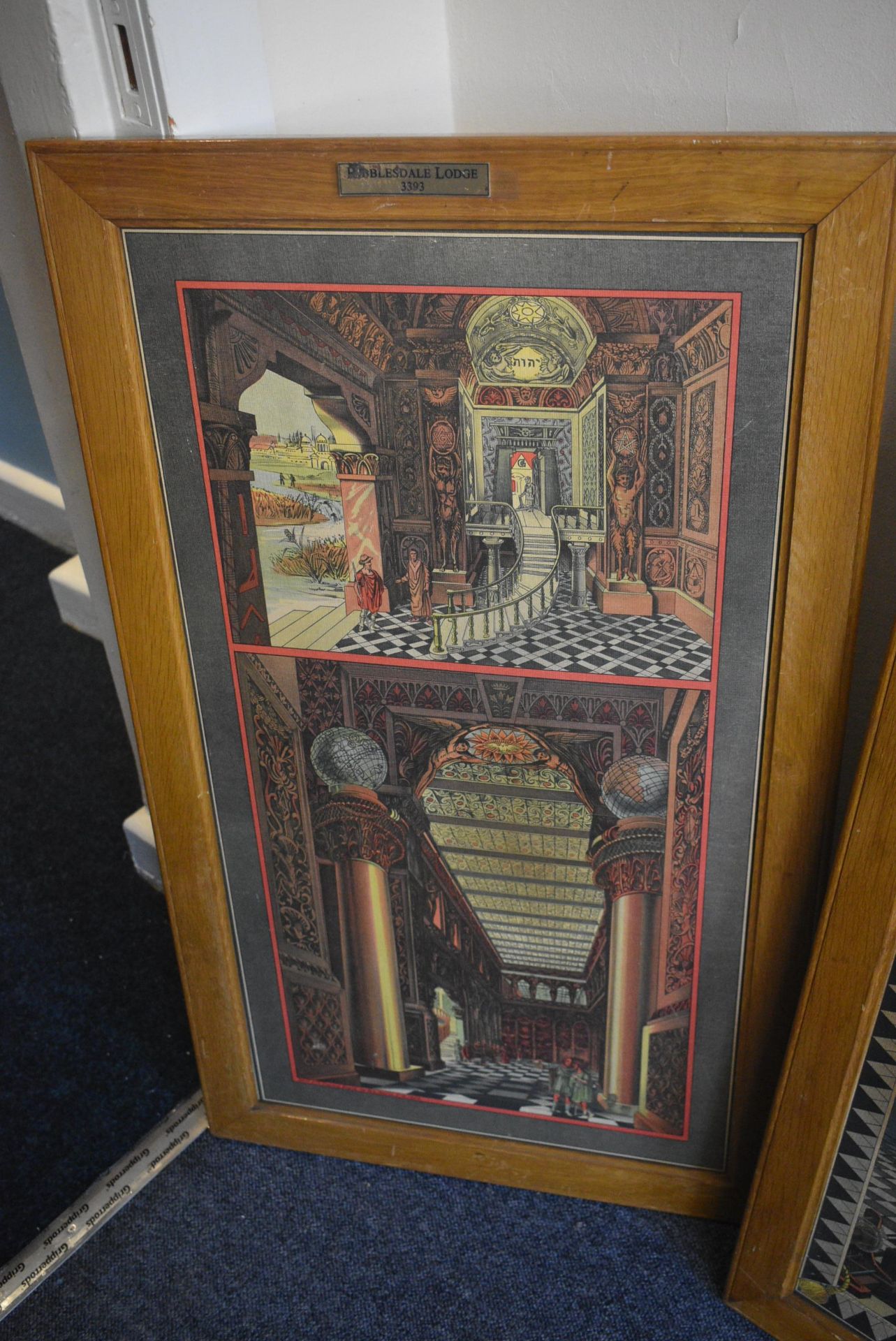 Three Oak Framed Tracing Boards (marked Ribblesdale Lodge 3393)Please read the following important - Image 4 of 4