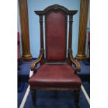 LEATHER UPHOLSTERED WORSHIPFUL MASTERS’ ARMCHAIR (please note this lot is part of combination lot