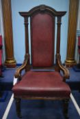 LEATHER UPHOLSTERED WORSHIPFUL MASTERS’ ARMCHAIR (please note this lot is part of combination lot