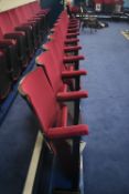 Bank of Ten Red Fabric Upholstered Fold-up Seats, 5.2m wide overallPlease read the following