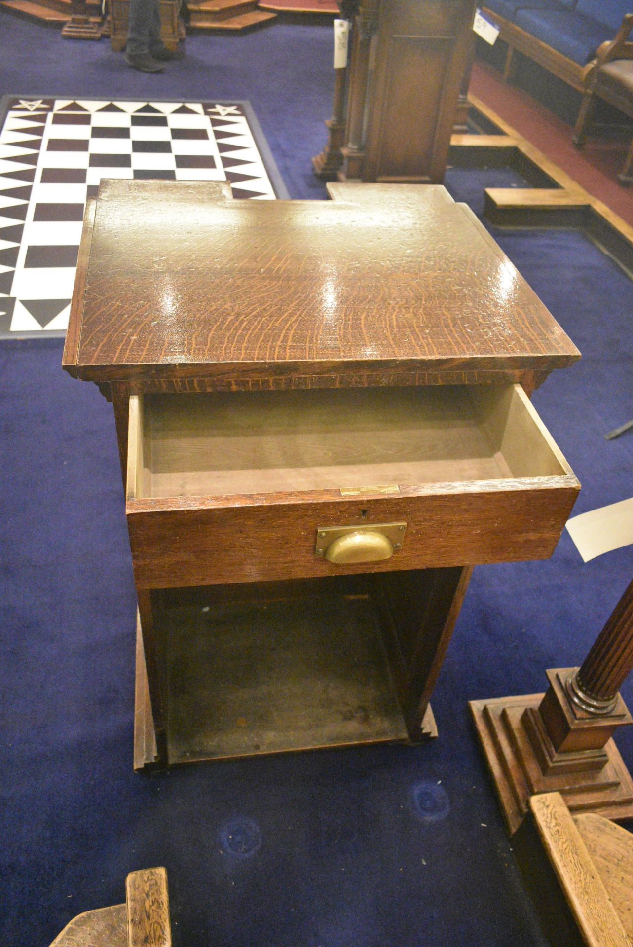 SENIOR WARDENS’ OAK PEDESTAL, approx. 650mm x 580mm x 1.02m highPlease read the following - Image 4 of 4