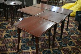 Five Wood Tables, each approx. 600mm x 600mm Please read the following important notes:- ***Overseas