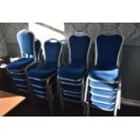 APPROX. 53 BLUE FABRIC UPHOLSTERED ALLOY FRAMED STACKING STAND CHAIRSPlease read the following