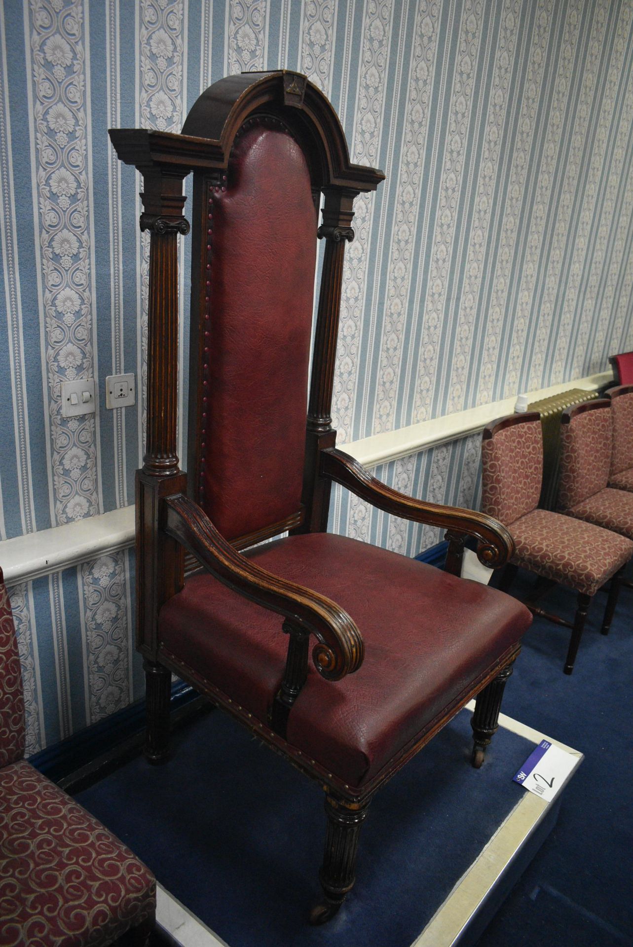 LEATHER UPHOLSTERED SENIOR WARDENS’ CHAIR (please note this lot is part of combination lot 10A) - Image 3 of 5