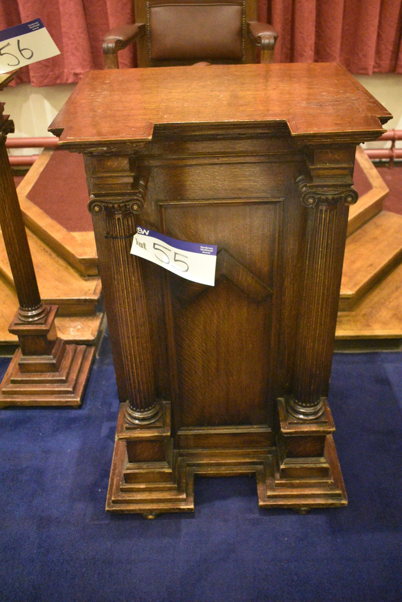 WORSHIPFUL MASTERS’ OAK PEDESTAL, approx. 670mm x 650mm x 1050mm highPlease read the following