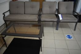 Two Single & One Double Armchairs, with glass top tablePlease read the following important