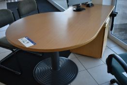 Semi-circular Desk, with two drawer pedestal (computer and telephone excluded)Please read the