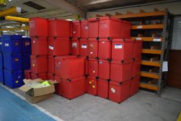 Approx. 12 Plastic Storage Boxes, approx. 600mm x 340mm x 550mm (red)Please read the following