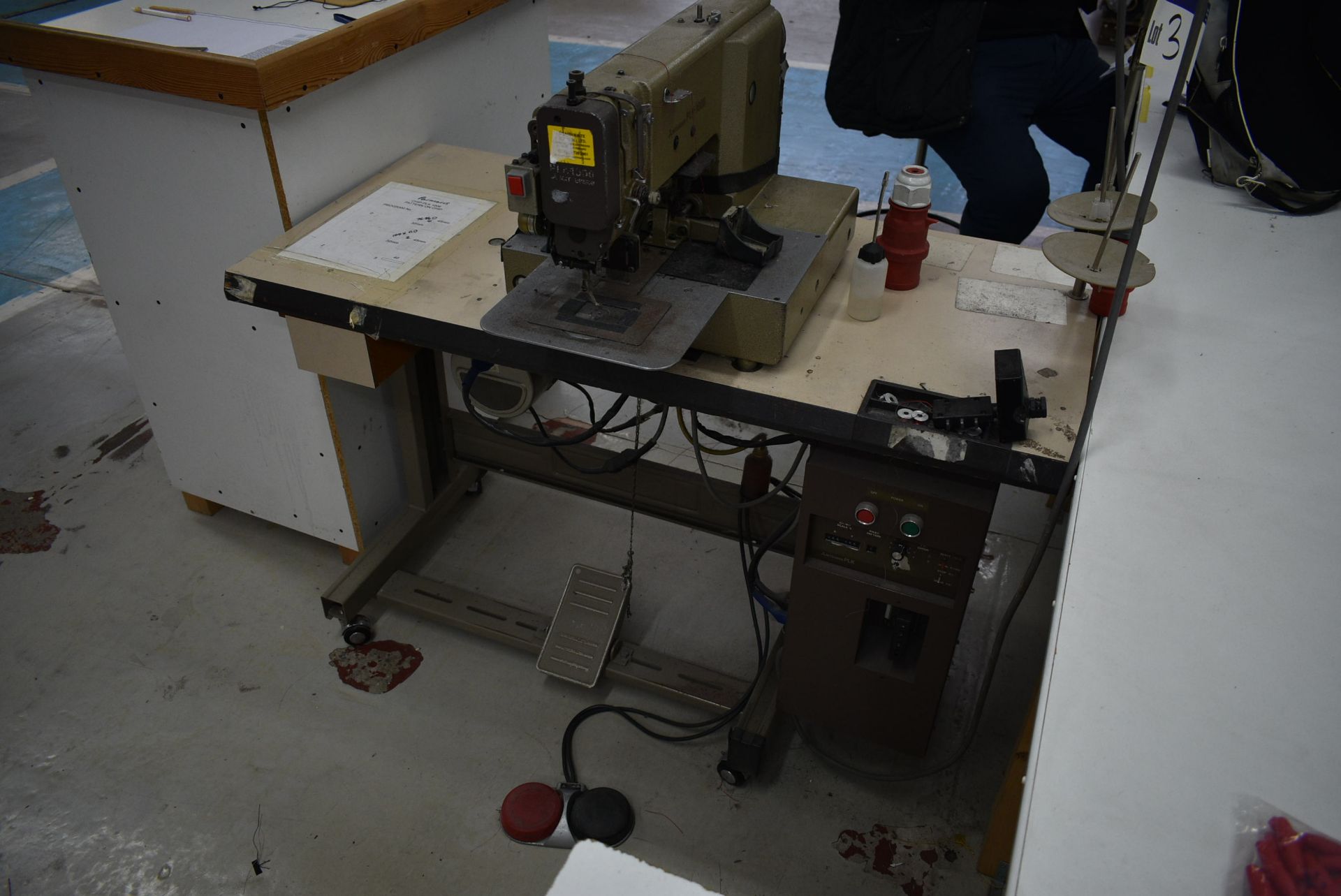 Mitsubishi PLK-10060 PROGRAMMABLE SEWING MACHINE, serial no. 150450, with bench and Limi-Stop Z - Image 2 of 7